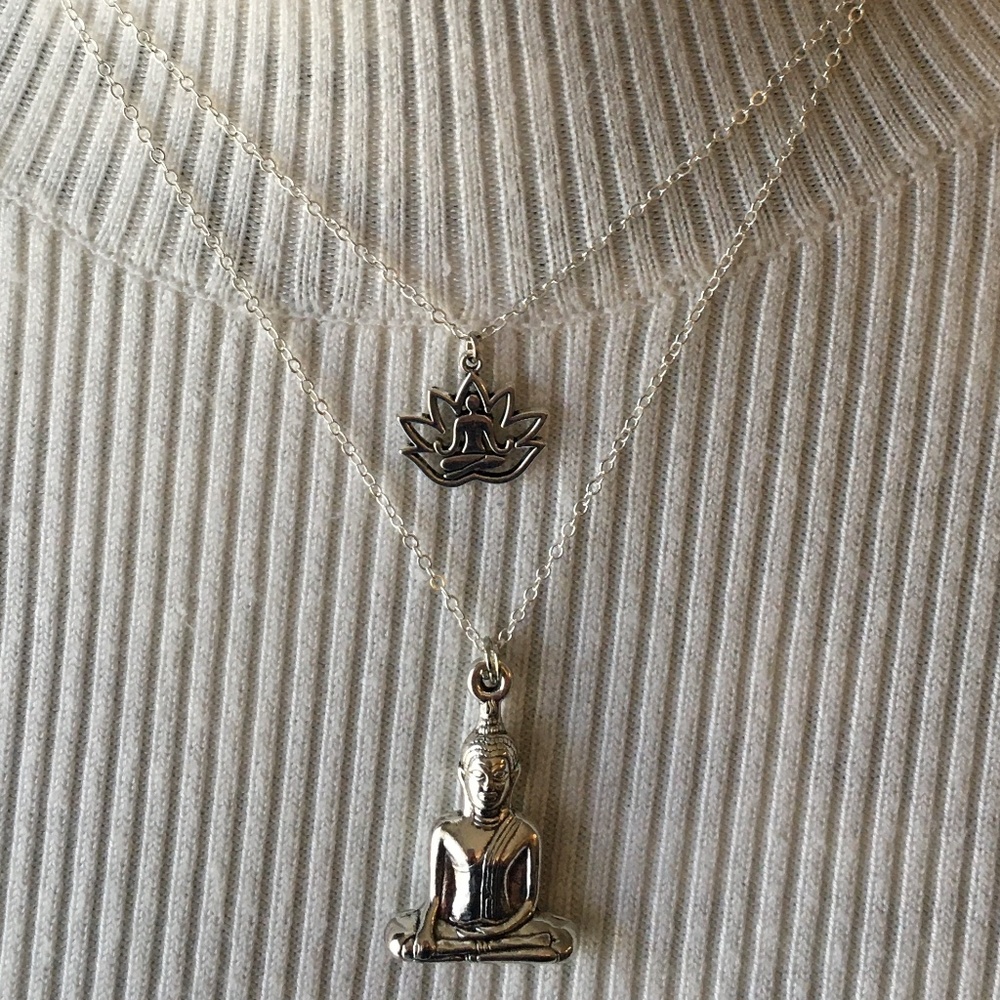 “Buddhist Awakening” Handmade 2-Layer Necklace, Buddha, Buddhism, Lotus Flower - Picture 6 of 16